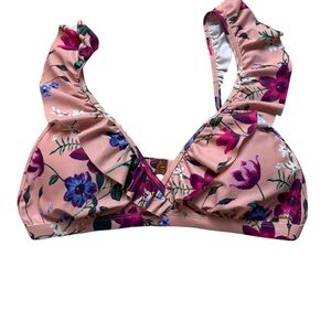 F&F Bikini Bra Top Floral Ruffle Bra Size 12